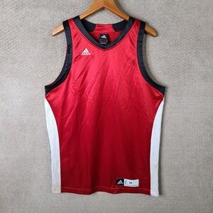 Adidas Jersey Mens M Red Black White Y2K Team Performance Basketball ClimaCool